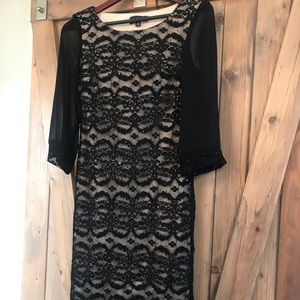 Black lace cocktail evening dress
